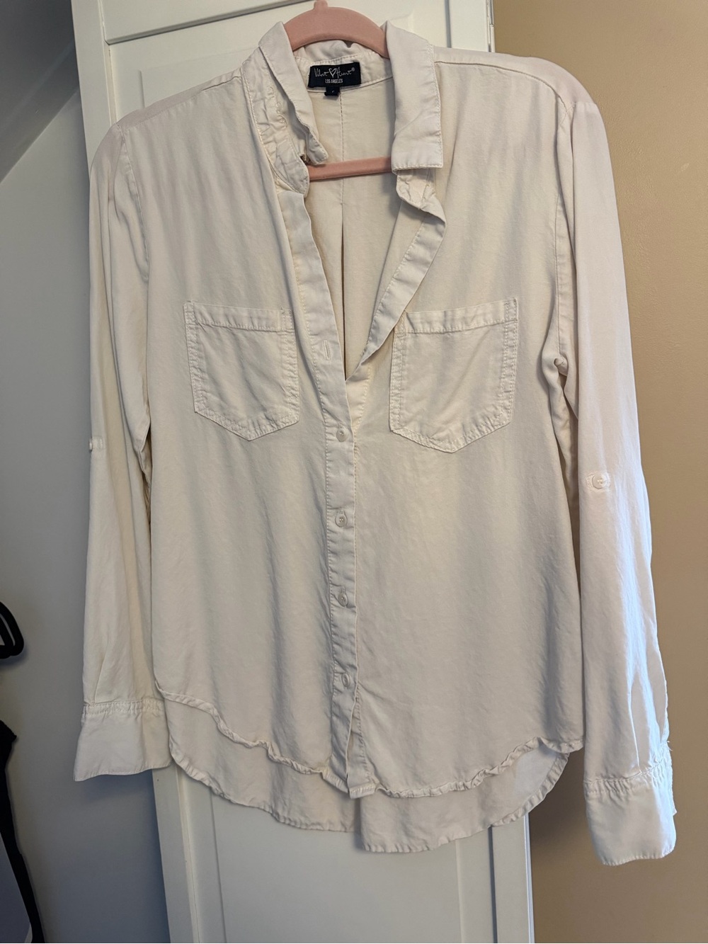 Rails Cream Button-Down Long Sleeve Shirt